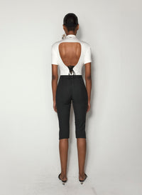 WHITE CORSET OPEN BACK JERSEY BODYSUIT