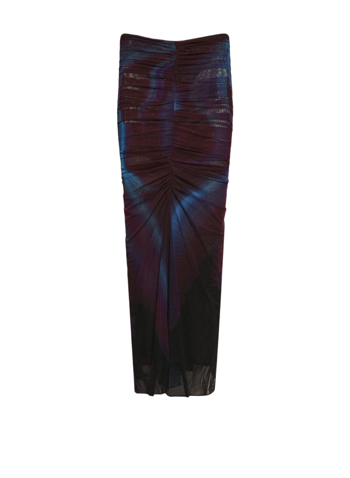 Gathered mesh print skirt - Blue & Red Flowers print