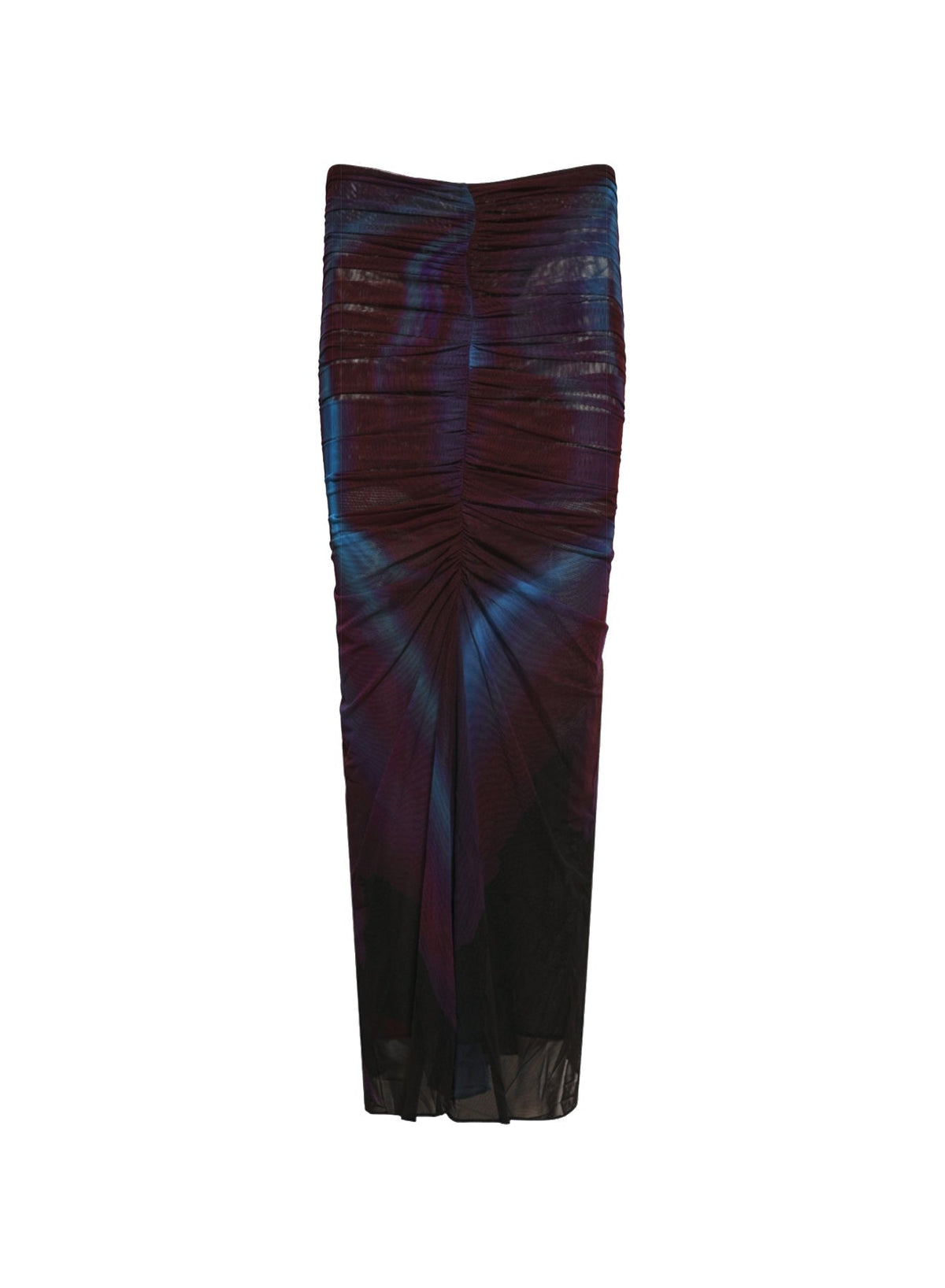 PRINT BLUE & RED FLOWERS // floral print ruched mesh skirt
