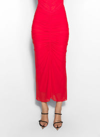 BLACK RUCHED MESH SKIRT