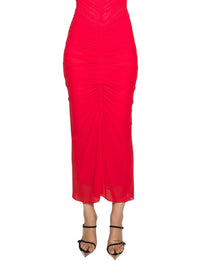 COQUELICOT // red ruched mesh skirt