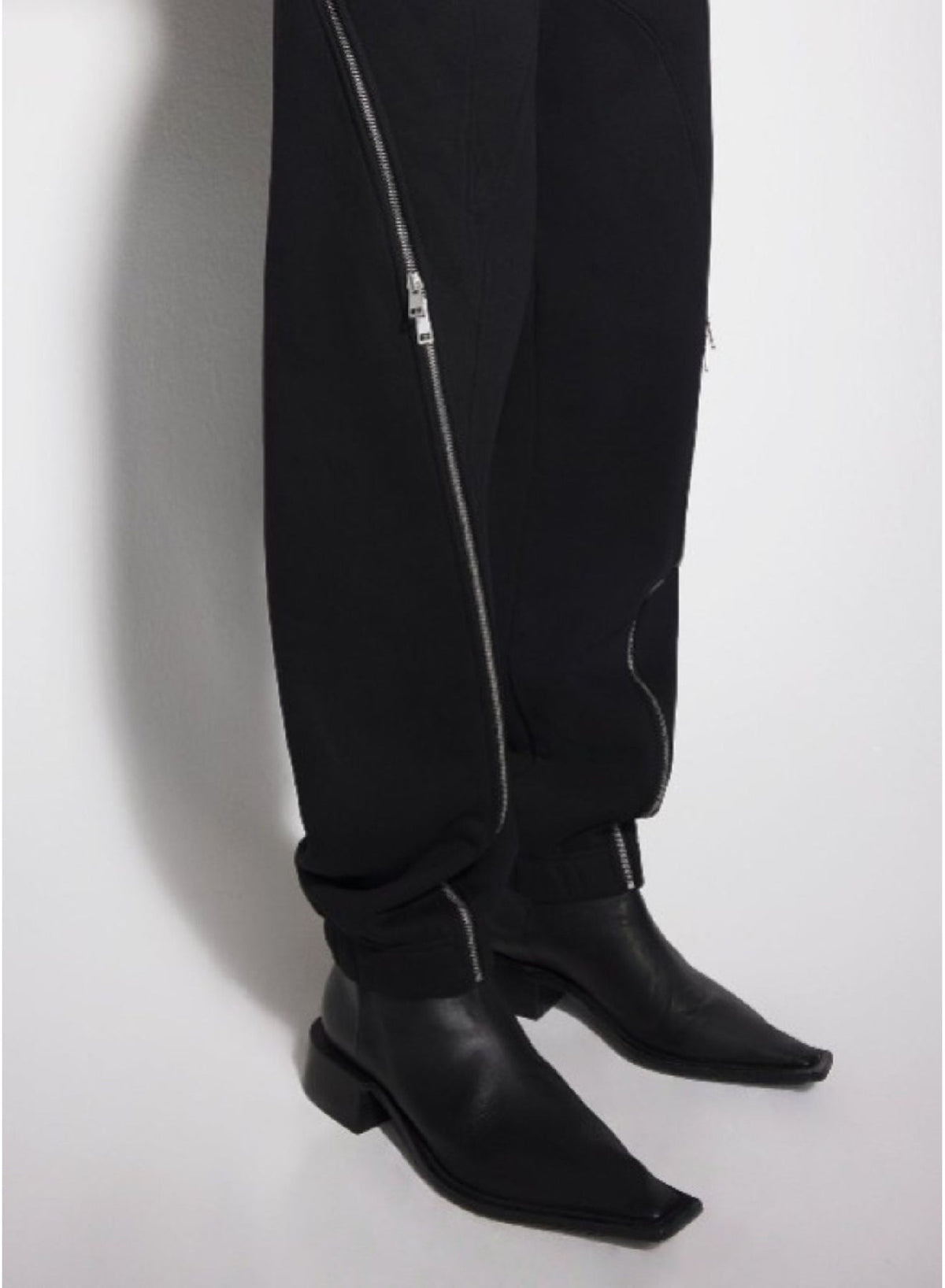 BLACK // black light fleece zipped track pants