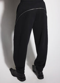 BLACK LIGHT FLEECE ZIPPED TRACK PANTS
