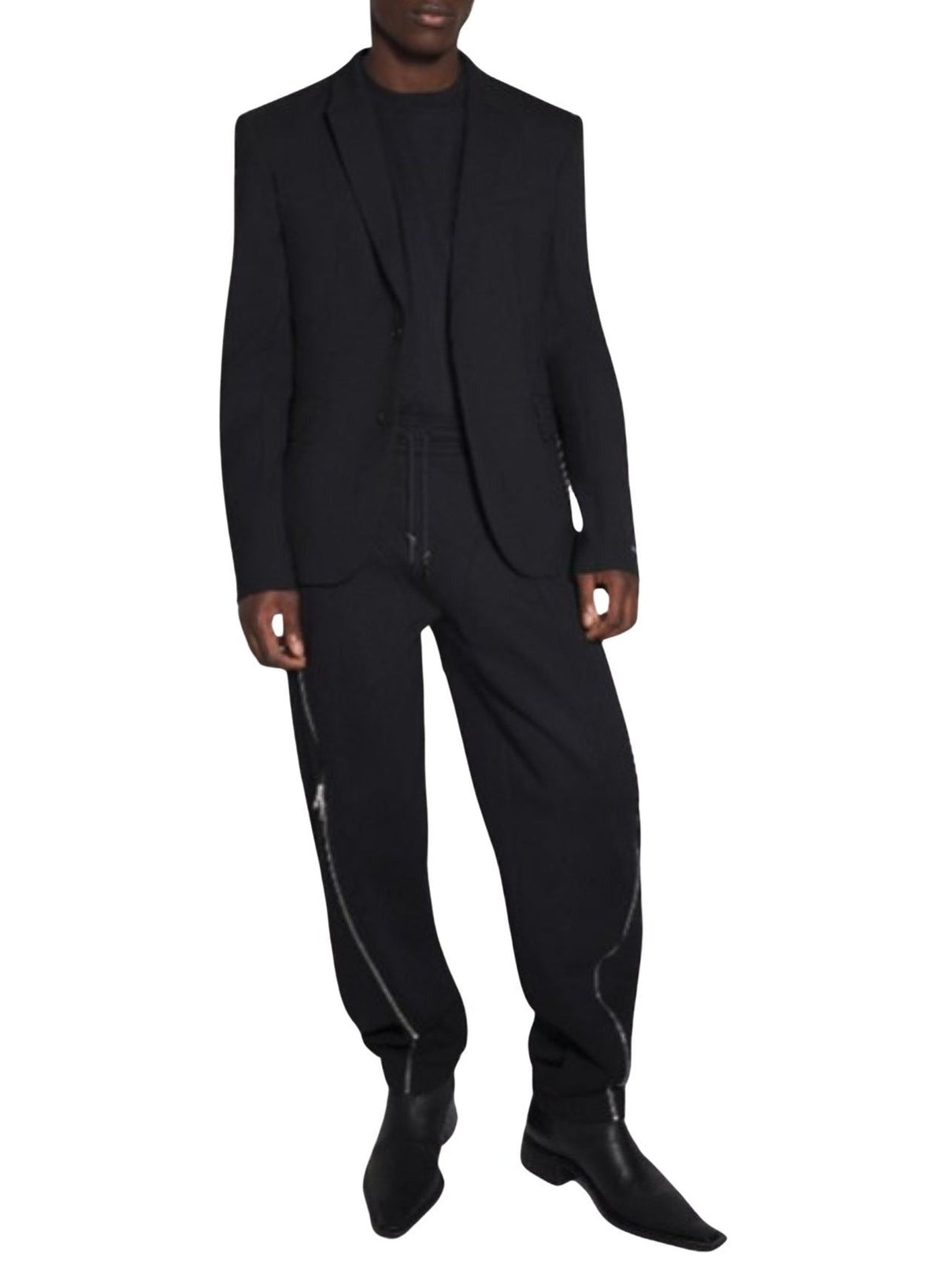 BLACK // black light fleece zipped track pants