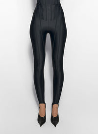 BLACK CORSETED LEGGINGS