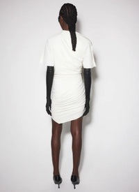 OFF-WHITE DRAPED PIERCED DAY DRESS