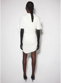SNOW // white draped pierced day dress