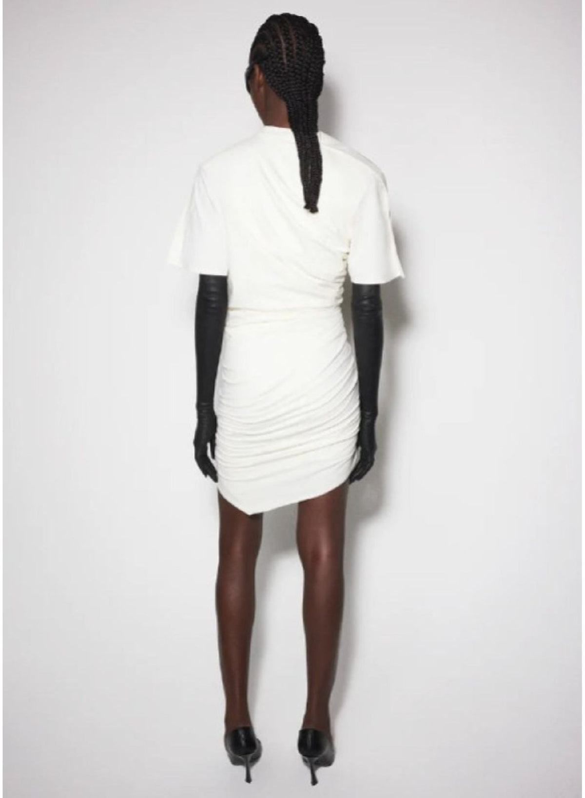 SNOW // white draped pierced day dress