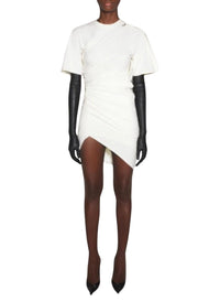 SNOW // white draped pierced day dress