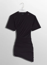 OFF-WHITE DRAPED PIERCED DAY DRESS