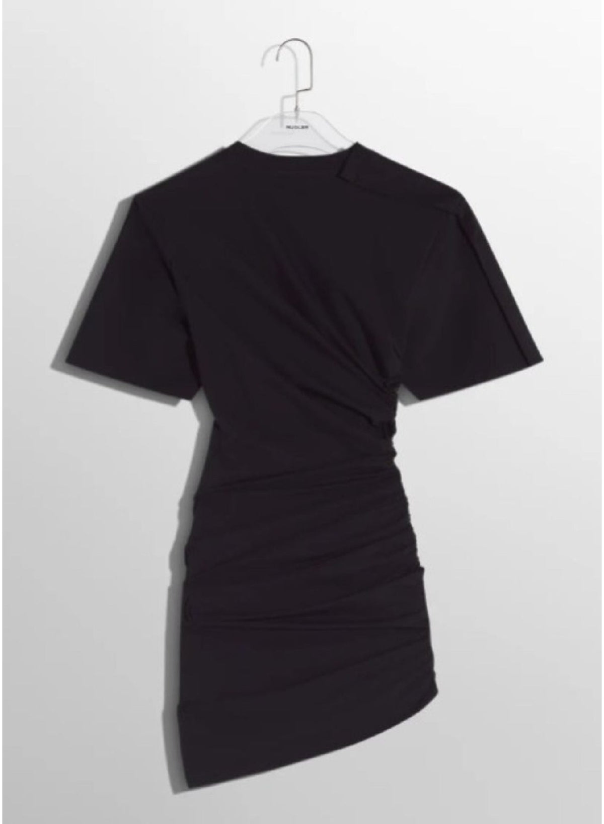 BLACK // black draped pierced day dress