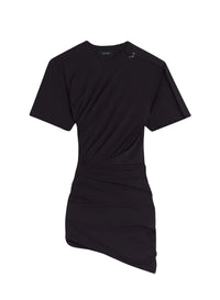 BLACK // black draped pierced day dress