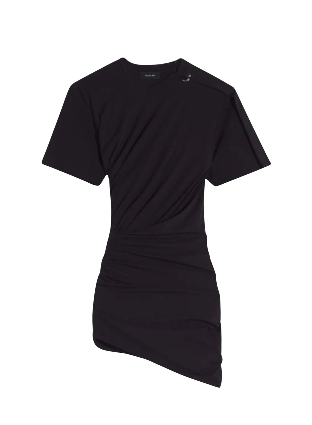 BLACK // black draped pierced day dress