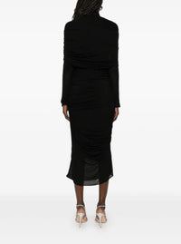 NUDE SHEER RUCHED DRESS