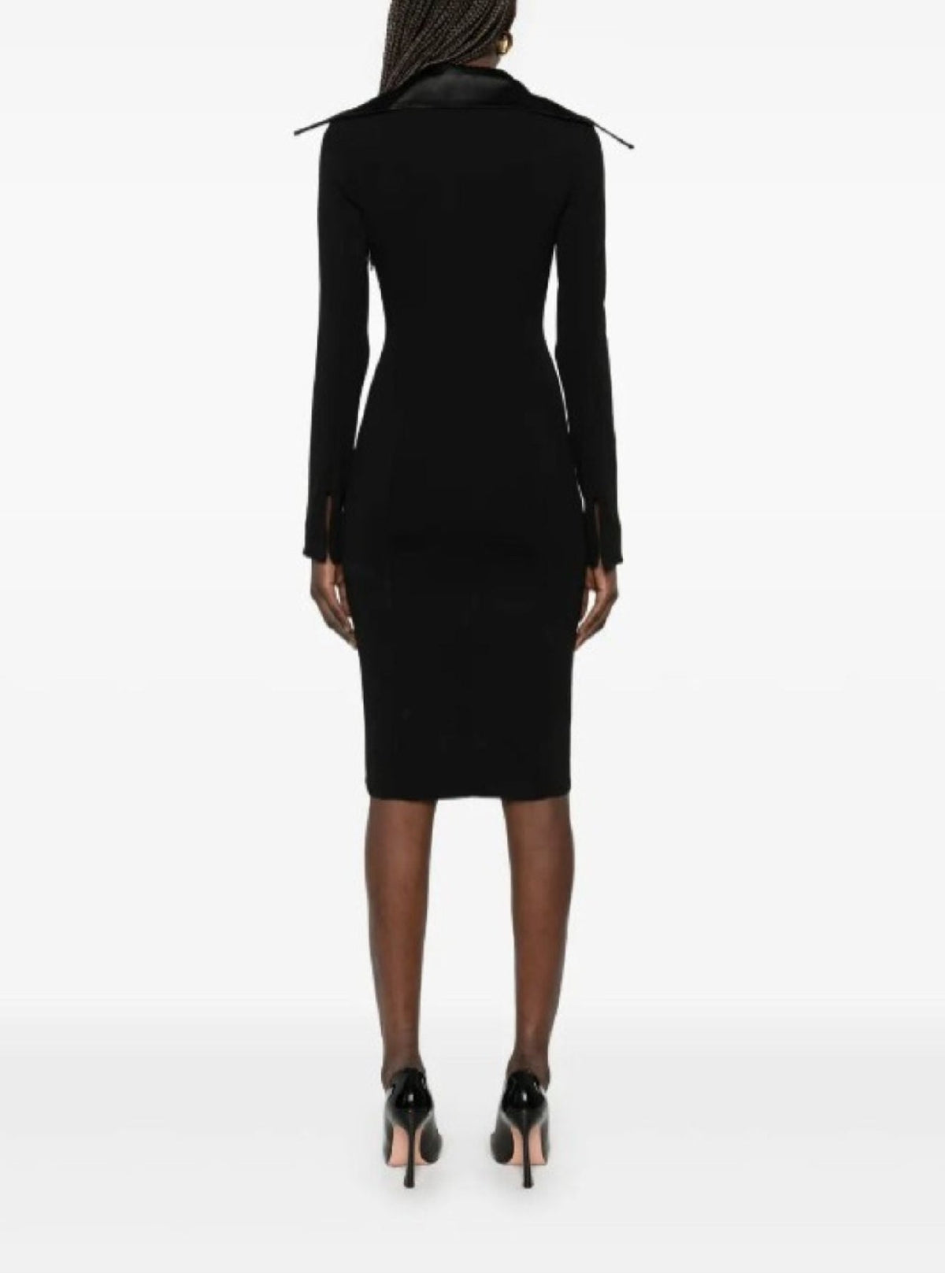 BLACK // spiky-collar midi dress