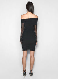 BLACK // black off-shoulder ruched dress