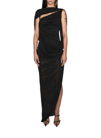 Robe longue dos nu drapée - Black