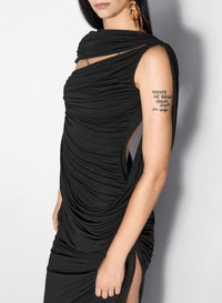 Robe longue dos nu drapée - Black