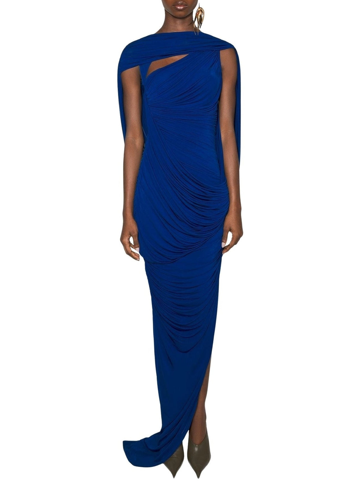 ULTRA BLUE // blue draped backless gown