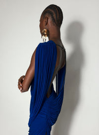 ULTRA BLUE // blue draped backless gown