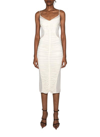 SNOW // white ruched dress