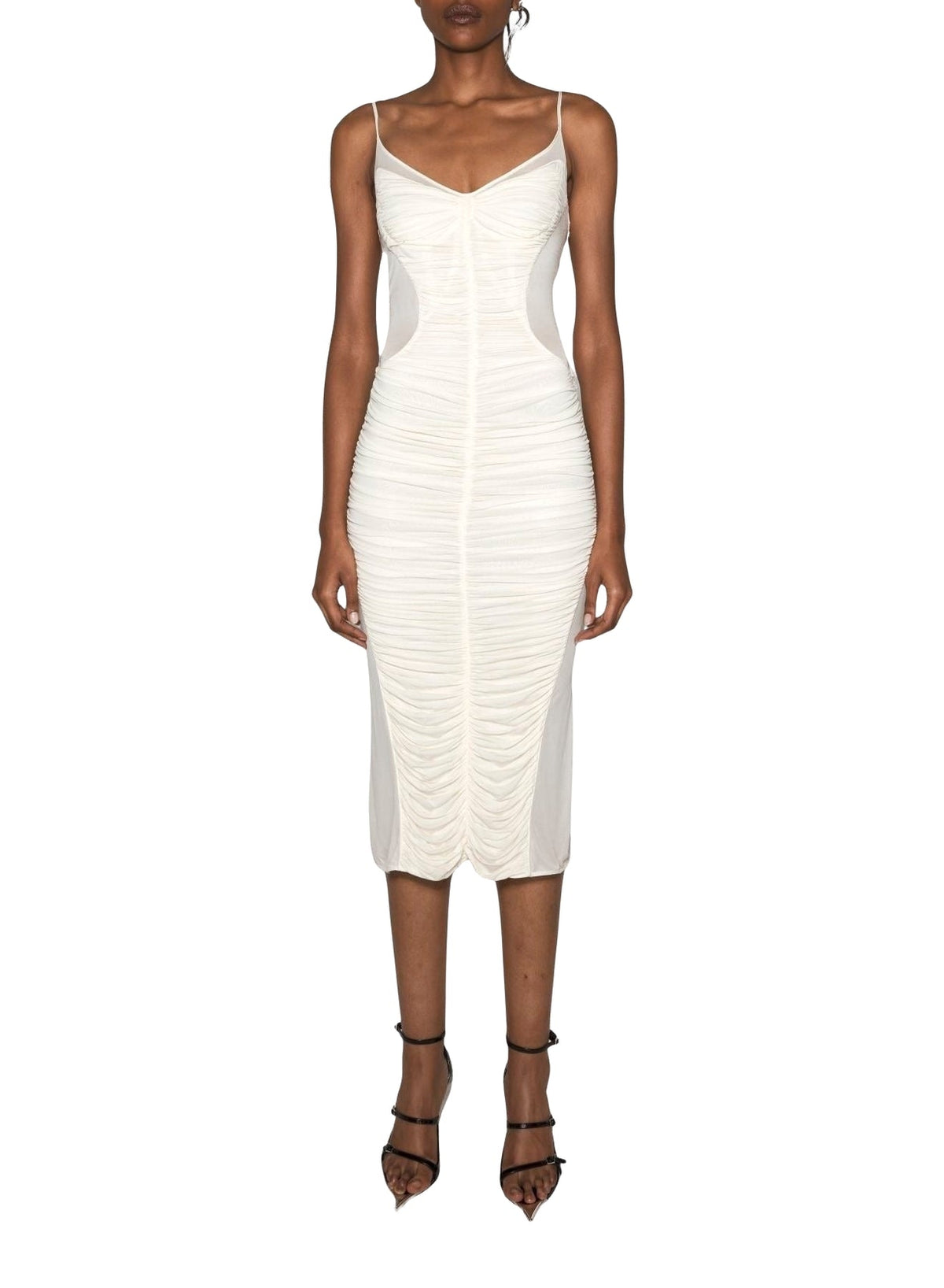 SNOW // white ruched dress