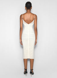 WHITE RUCHED DRESS