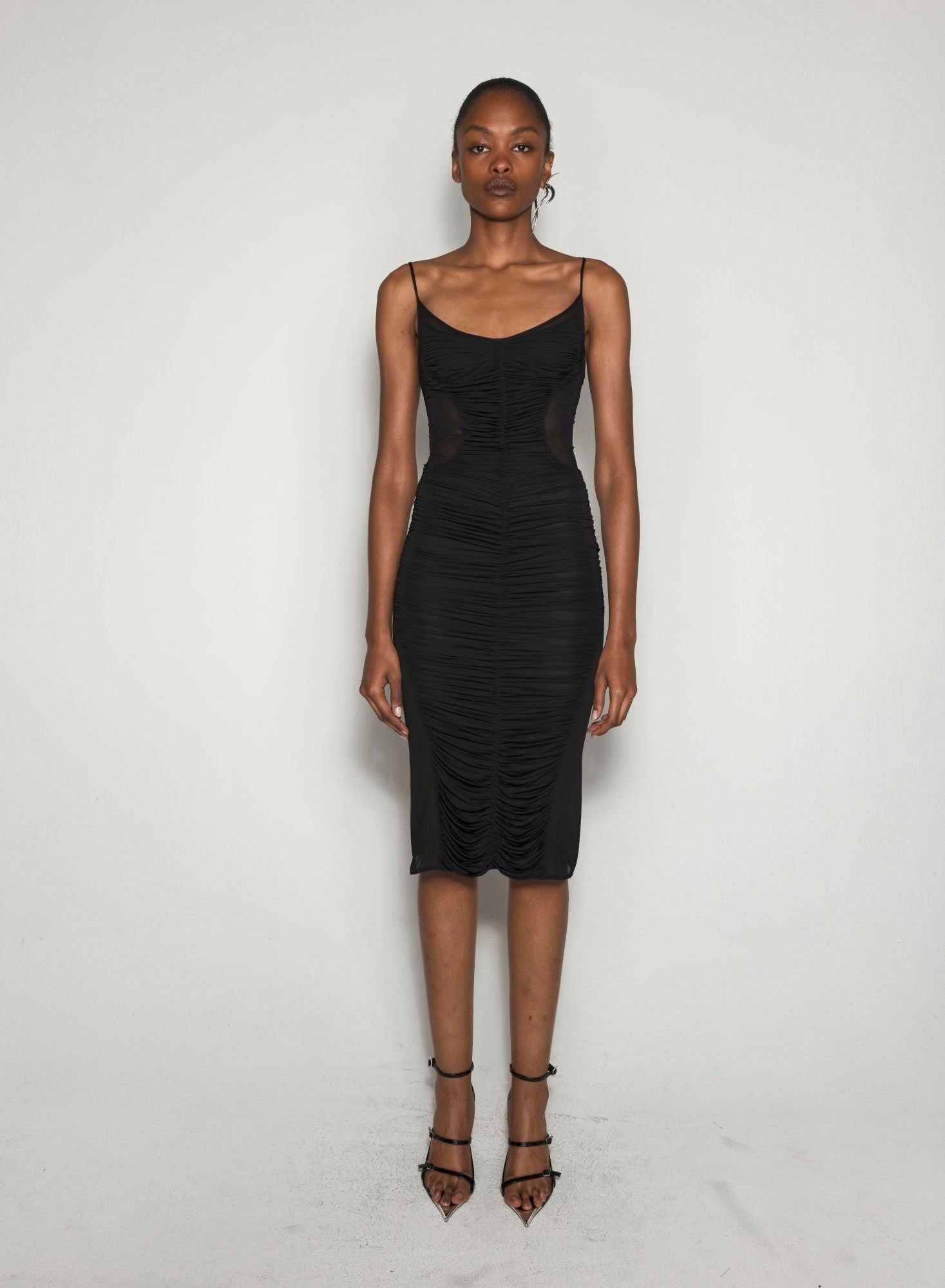 WHITE RUCHED DRESS