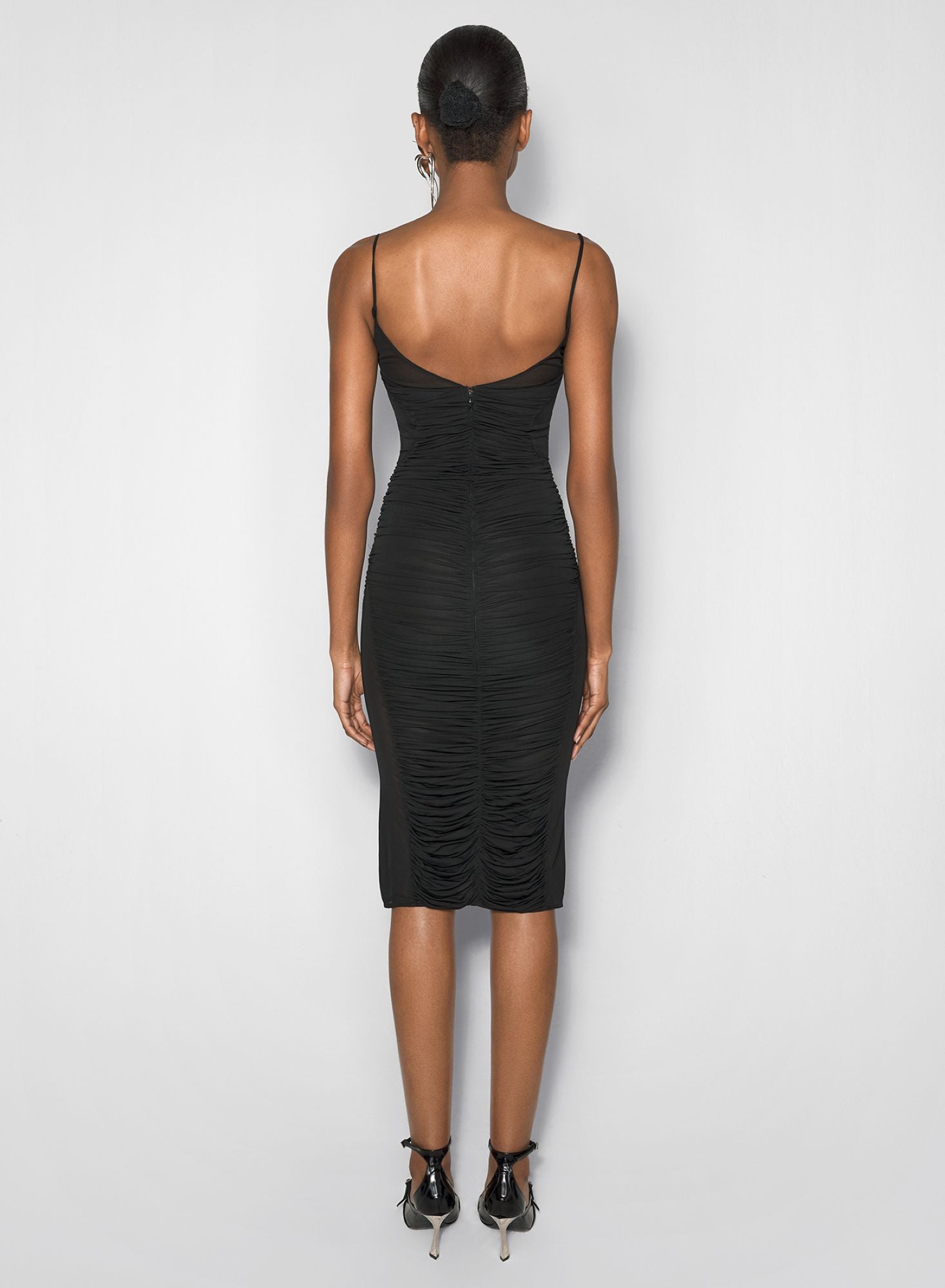 WHITE RUCHED DRESS