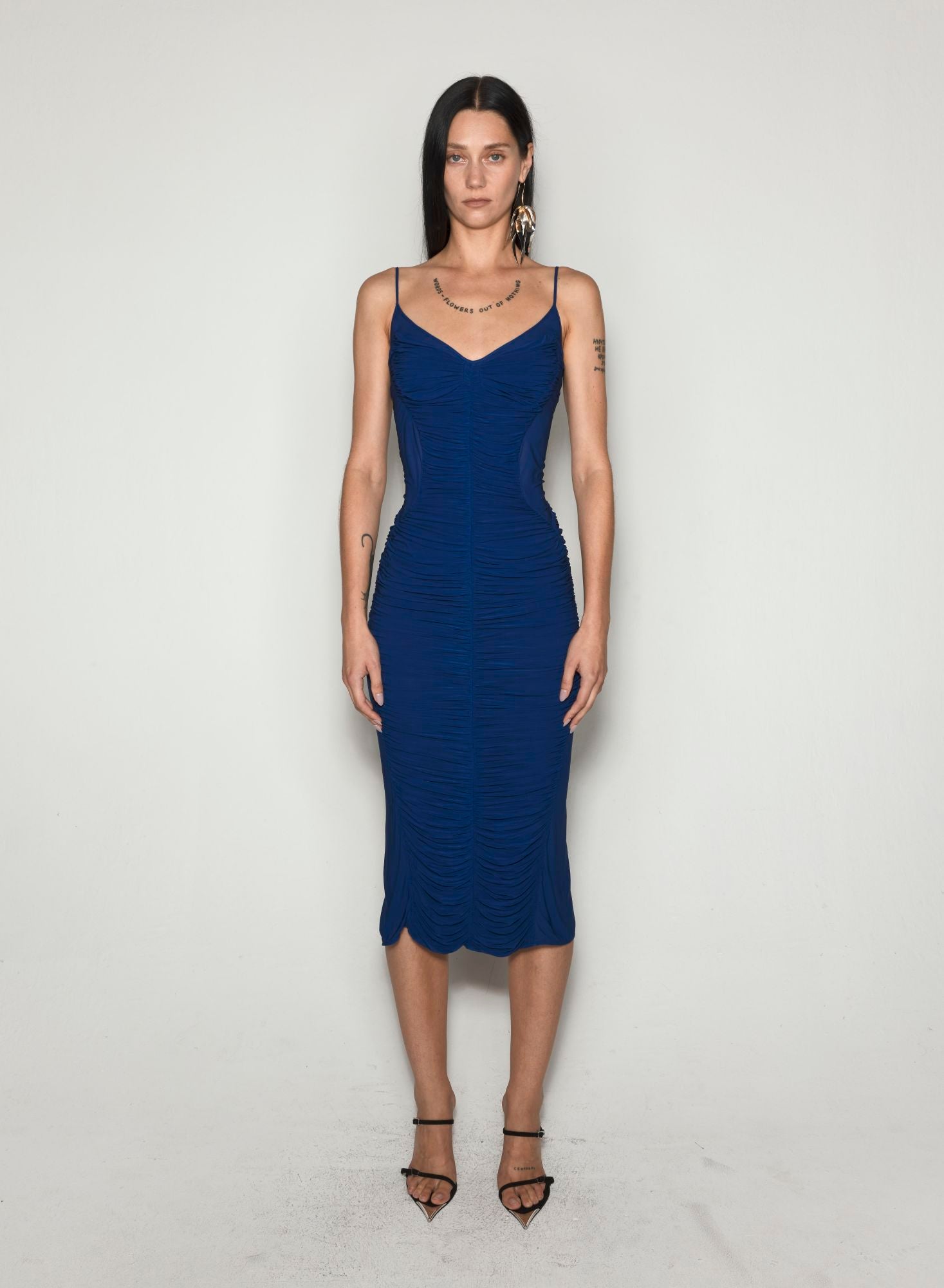WHITE RUCHED DRESS