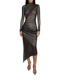 BLACK / CHAMPAGNE // black and nude asymetrical double layered dress