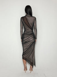 BLACK / CHAMPAGNE // black and nude asymetrical double layered dress
