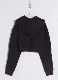 BLACK SPIRAL CROPPED HOODIE