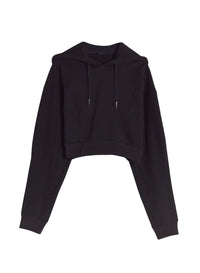 BLACK // black spiral cropped hoodie