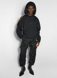 BLACK ZIPPED SLEEVES HOODIE