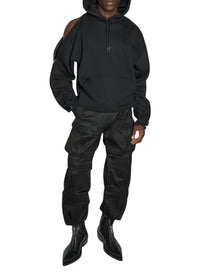 BLACK // black zipped sleeves hoodie