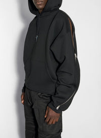 BLACK // black zipped sleeves hoodie