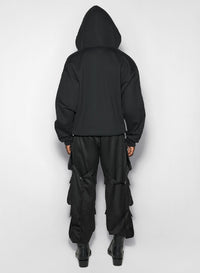 BLACK // black zipped sleeves hoodie