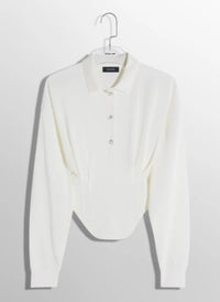 WHITE CORSETED POLO