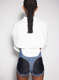 WHITE CORSETED POLO