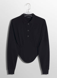 WHITE CORSETED POLO