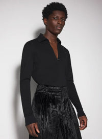 BLACK PIERCED POLO