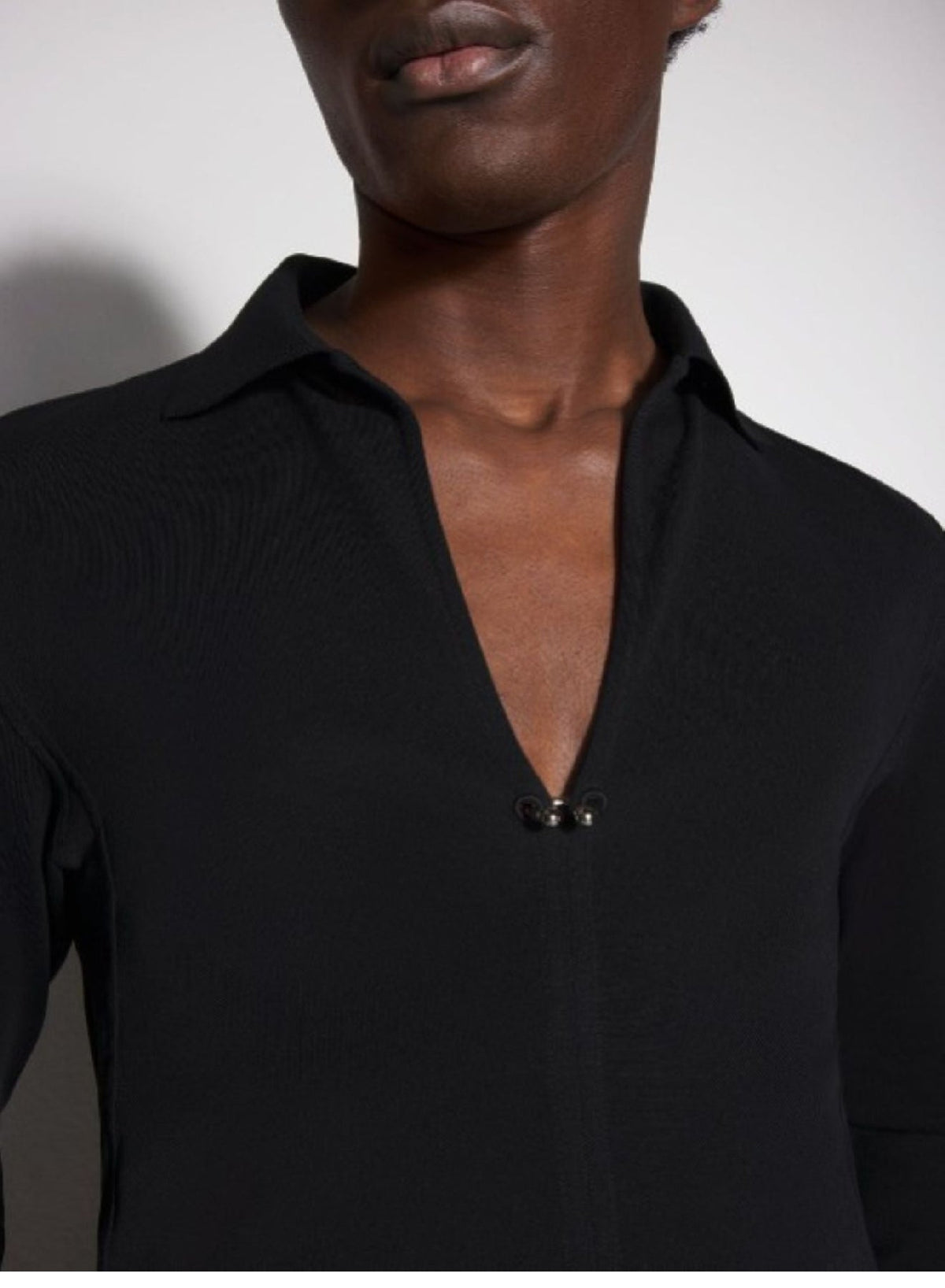 BLACK // black pierced polo