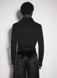 BLACK // black pierced polo