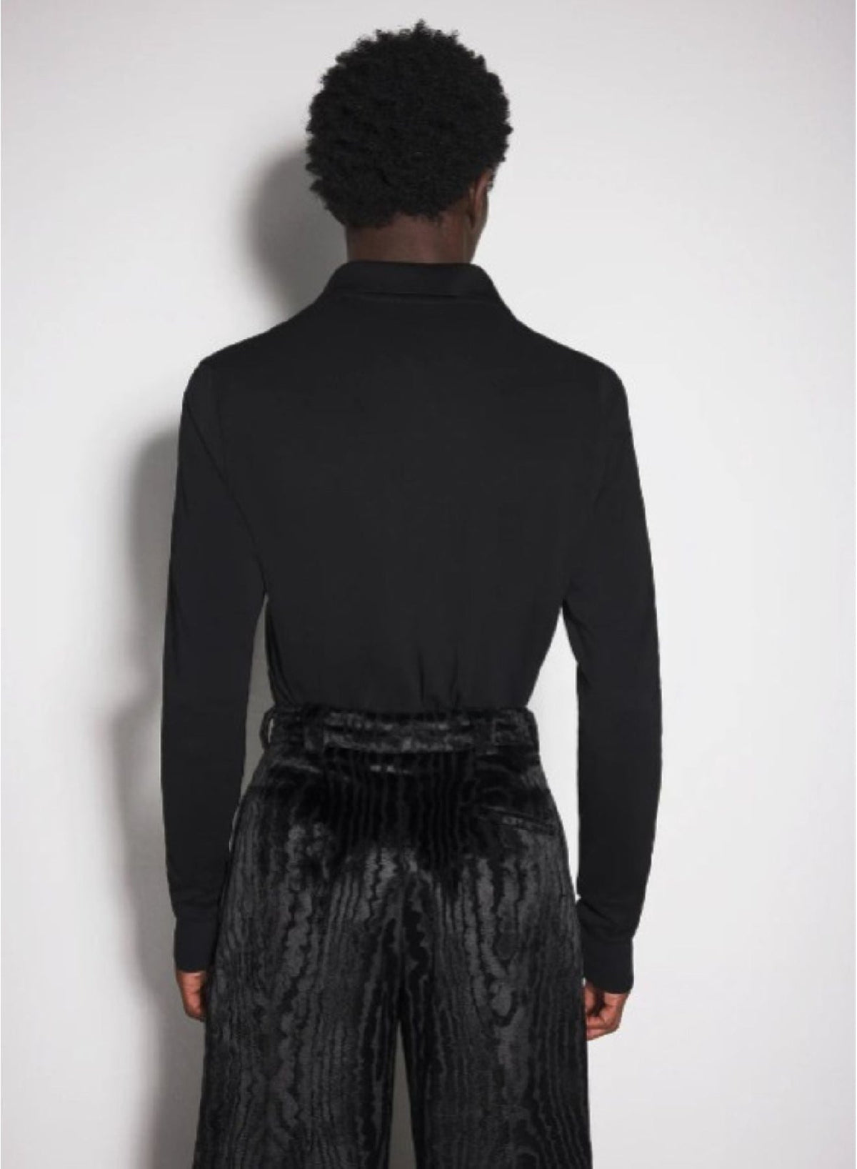 BLACK // black pierced polo