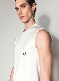 WHITE PIERCED SLEEVELESS TOP