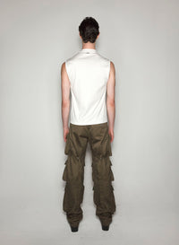 WHITE PIERCED SLEEVELESS TOP