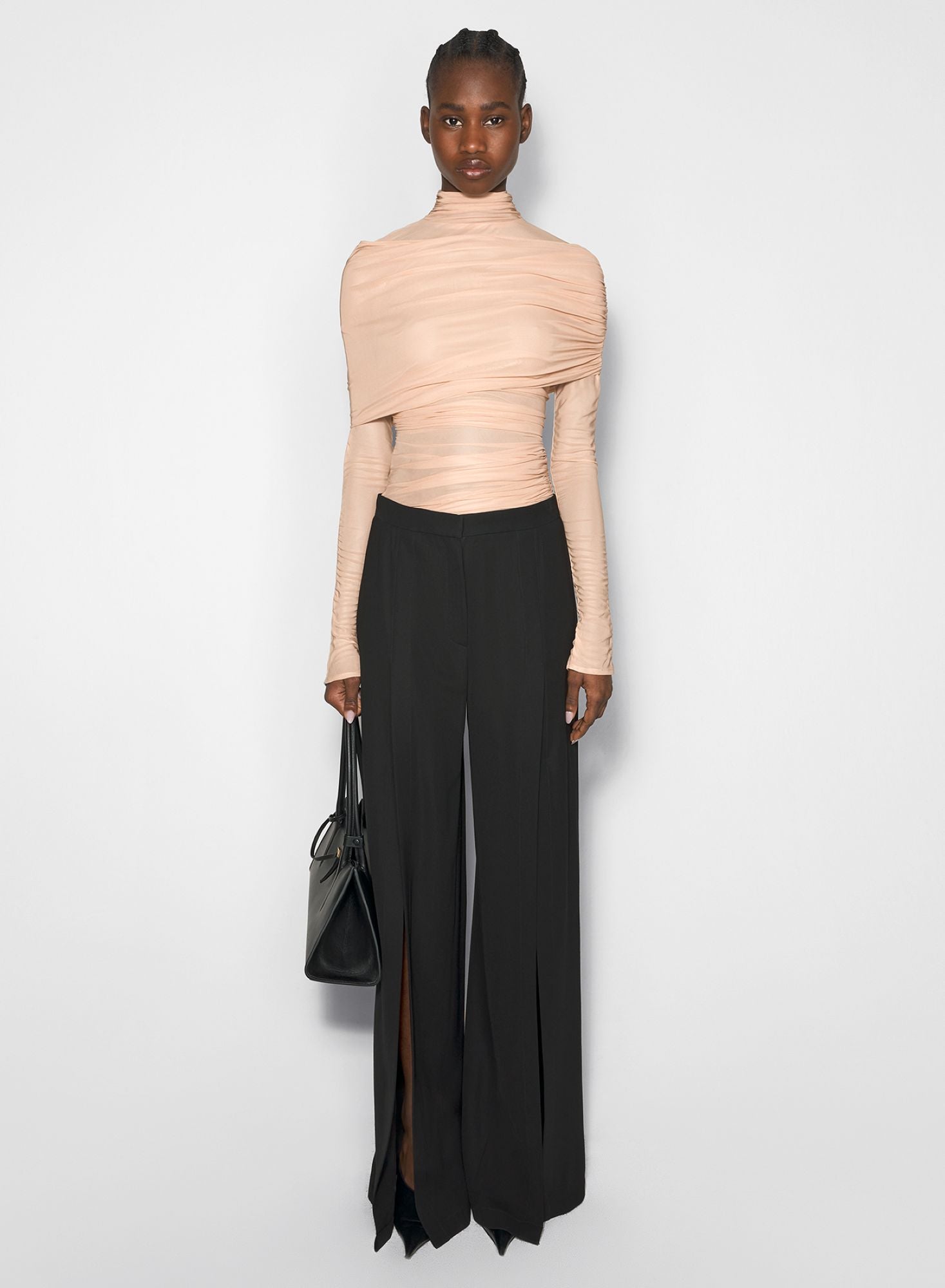 BEIGE RUCHED TOP