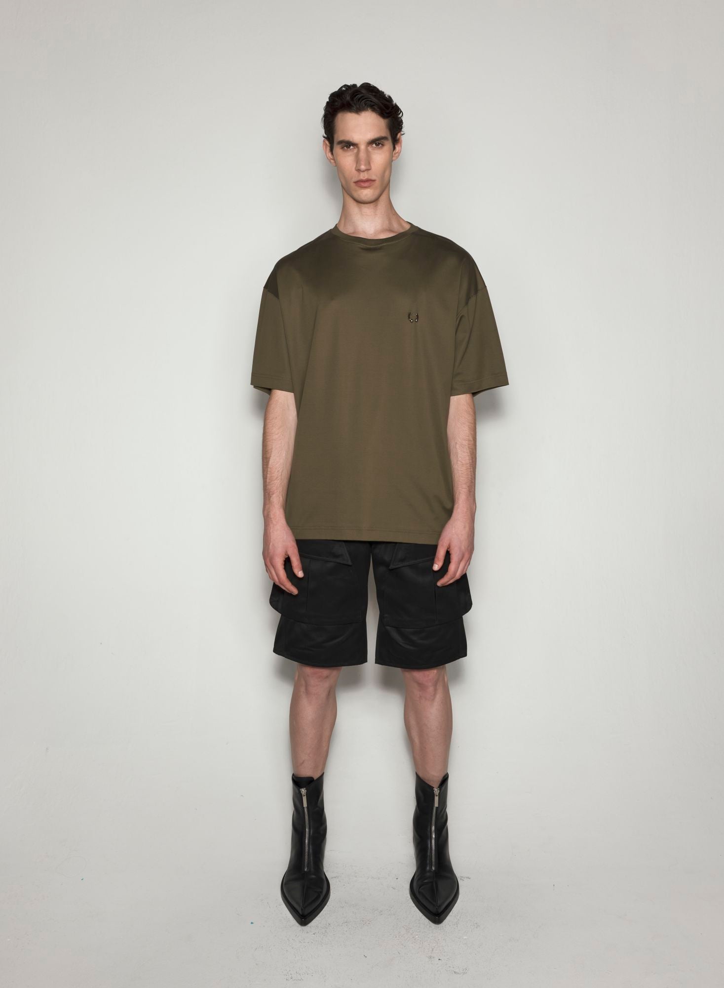 BLACK OVERSIZED PIERCED T-SHIRT