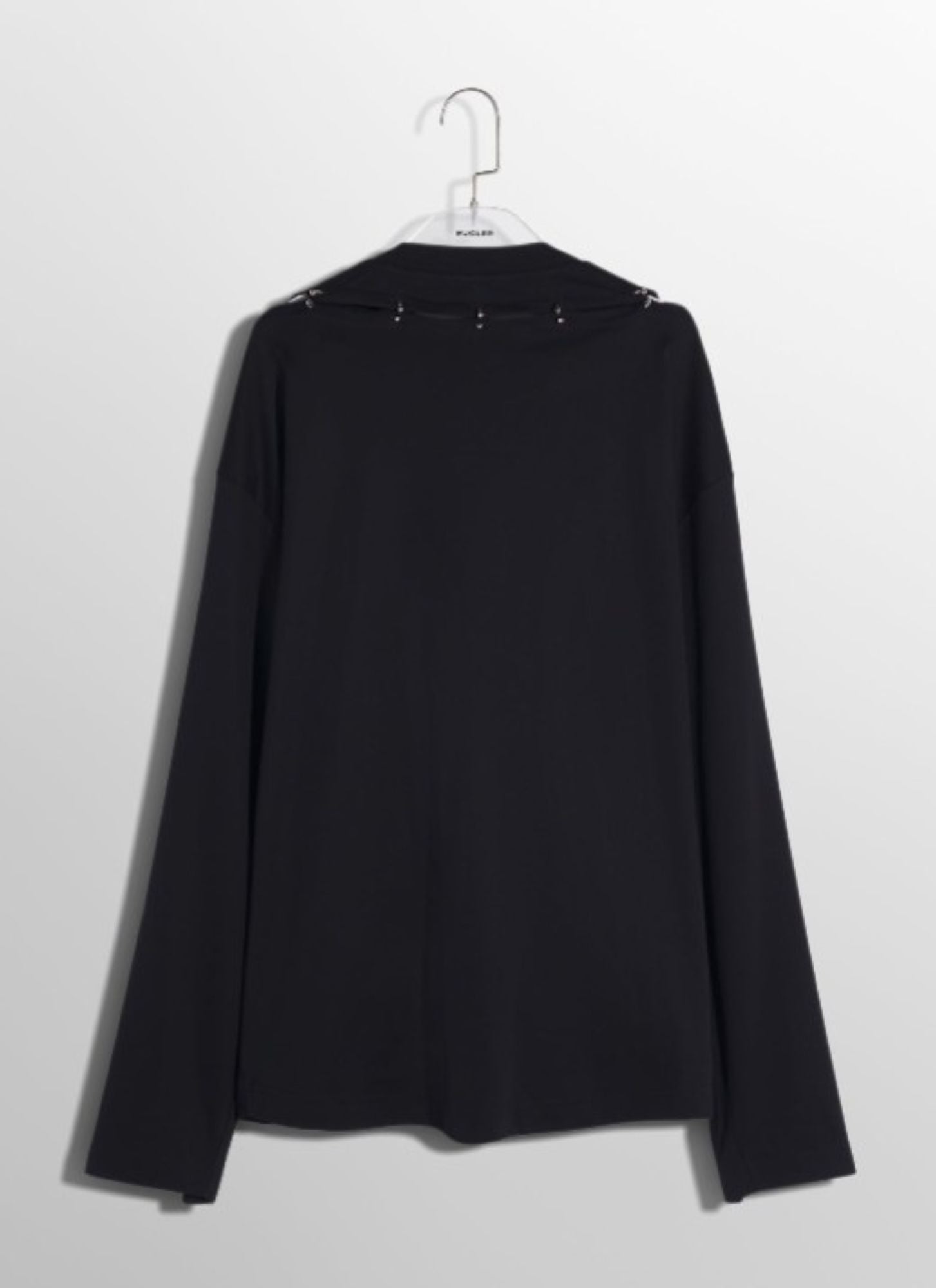 BLACK PIERCED LONG SLEEVE T-SHIRT